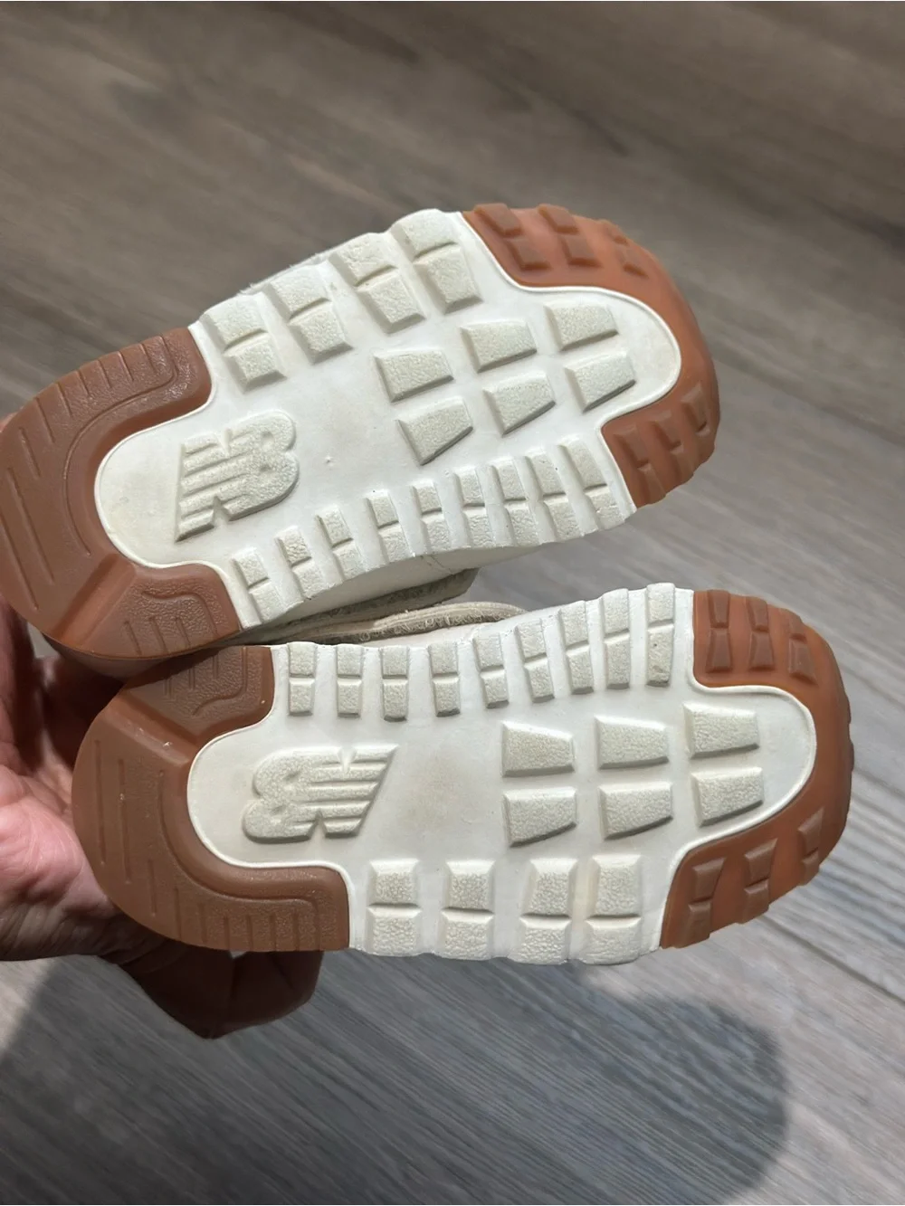New Balance Cream & Black Kids' Velcro Sneakers